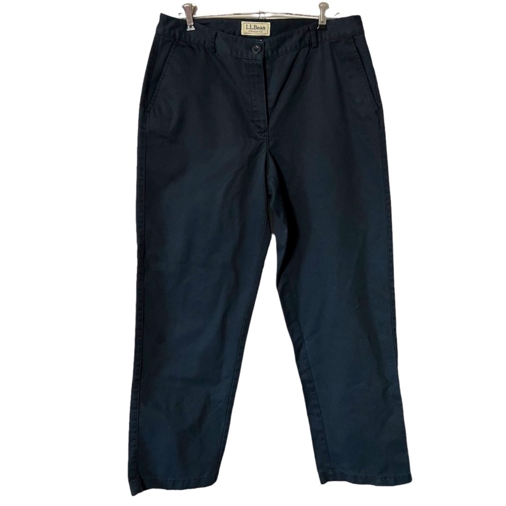 LL Bean Women’s Straight Fit Navy Blue Pants Size 10 Regular 100% Cotton